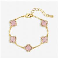 Jon Richard Gold Plated Pink Clover Bracelet