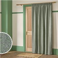 Habitat Thermal Herringbone Pencil Pleat Door Curtain - Green - 117x213cm