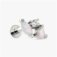 Revere Sterling Silver Opal Flatback Earring