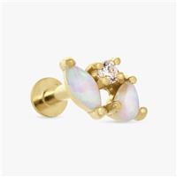 Revere Gold Plated Sterling Silver Opal Flatback Earring