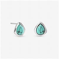 Inicio Silver Plated Turquoise Polished Stud Earrings