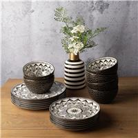 Code Maison 12 Piece Ceramic Inari Dinner Set - Black