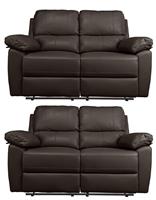 Argos Home Toby Pair of 2 Seater Recliner Sofa - Chocolate