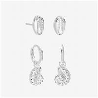 Inicio Silver Plated Shell Earrings - Pack Of 2
