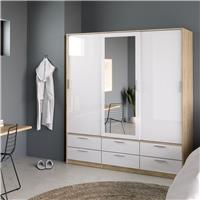 Furniture To Go Line 3 Doors 6 Drawers Wardrobe - White