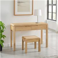 Julian Bowen Curve 2 Drawer Dressing Table & Stool - Light Oak