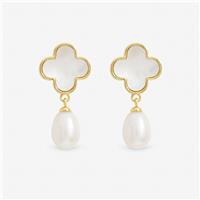 Jon Richard Gold Plated Mother Of Pearl Drop Earrings