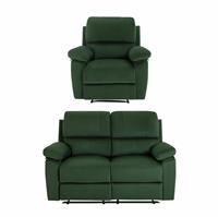 Argos Home Toby Velvet Chair & 2 Seater Recliner Sofa -Green