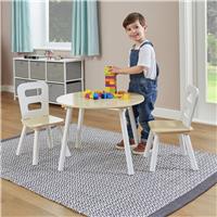 Liberty House Toys Kids Round Table & 2 Chairs -Pine & White