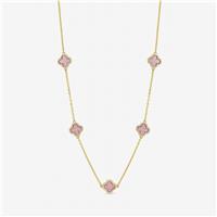 Jon Richard Gold Plated Pink Station Clover Necklace