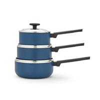 Morphy Richards 3 Piece Aluminium Saucepan Set - Blue