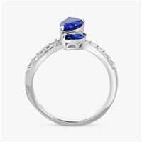Revere Sterling Silver Sapphire Stone Crossover Ring - Large