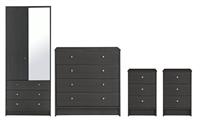 Argos Home Malibu 4 Pc 2 Dr Mirror Wardrobe Set - Black Oak