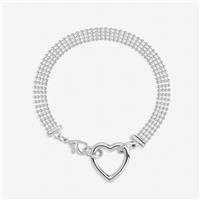 Inicio Silver Plated Mesh Heart Clasp Bracelet In Gift Pouch