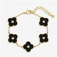 Jon Richard Gold Plated Jet Polished Clover Bracelet