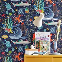 Ohpopsi Beneath The Waves Prussian Wallpaper