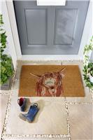 My Mat Printed Coir Highland Cow Brown Doormat - 45x75cm