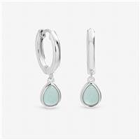 Inicio Silver Plated Turquoise Peardrop Charm Hoops Earrings