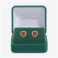 Jon Richard Gold Plated Red Heart Drop Earrings