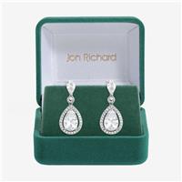 Jon Richard Rhodium Plated Cubic Zirconia Pear Drop Earrings