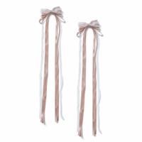 Flitzy Pink Long Ribbon Bow Hair Slides