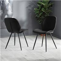 Julian Bowen Otto Pair of Faux Leather Dining Chairs - Black