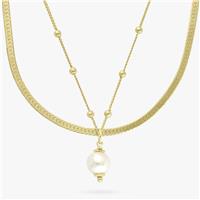 Revere 9ct Gold Plated Double Strand Pear Pendant Necklace