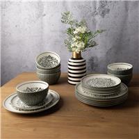 Code Maison 12 Piece Ceramic Inari Dinner Set - Green