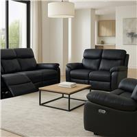 Aspire Kingsmere 3, 2 & 1 Seater Power Recliner Sofa - Black