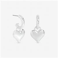 Lipsy Mood Silver Plated Polished Heart Hoop Earrings