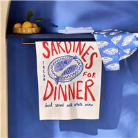 Argos Home Med Coastal Pack of 3 Tea Towels - White & Blue