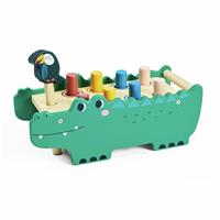 Chad Valley Wooden Crocodile Hammer Bench Pounding Activity Toy