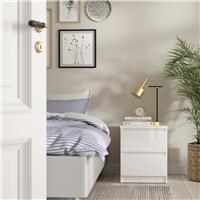 Furniture To Go Naia 2 Drawers Bedside Table - White