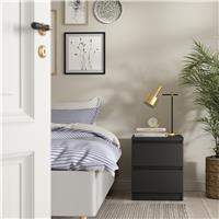 Furniture To Go Naia 2 Drawers Bedside Table - Black