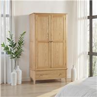 Julian Bowen Cotswold 2 Door 1 drawer Wardrobe - Light Oak
