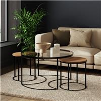 GFW Femi Nest of 3 Tables - Black & Oak