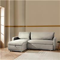 Habitat Enia Fabric Left Hand Corner Chaise Sofa Bed - Natural