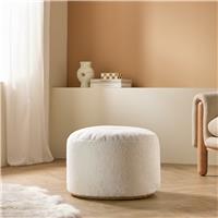Kaikoo Sherpa Fabric Pouffe- Natural