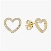 Revere Gold Plated Silver Cubic Zirconia Heart Stud Earrings