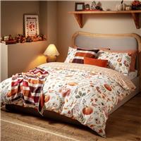 Argos Home Autumnal Pumpkin Gingham White Bedding Set - Double