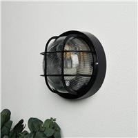 Coast IP44 Black Outdoor Round Caged Bulkhead