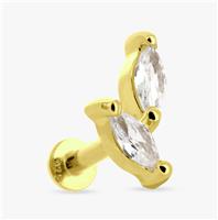 Revere Sterling Silver Marquise 2 Stone Flatback Earring