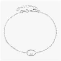 Revere Sterling Silver Cubic Zirconia Circle Charm Bracelet