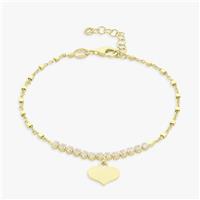 Revere 9ct Gold Plated Sterling Silver Heart Charm Bracelet