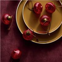 Habitat Onion Shaped Mercury Red Glass Christmas Baubles - Pack of 9