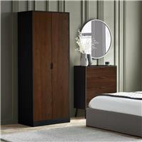 Julian Bowen Alba 2 Door Wardrobe - Walnut and Black
