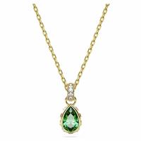 Swarovski Gold Tone Plated Green Stone Pendant Necklace