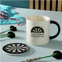 Argos Home One Hundred and Eight Tea Ceramic Mug & Dartboard Coaster Set