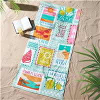 Catherine Lansfield Postcards Beach Towel - Sage Green