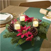 Argos Home Poinsettia and Berry Centrepiece Wreath with Candle Holder